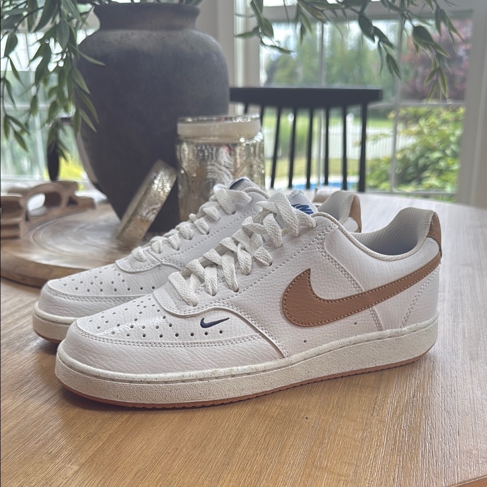 Nike Women’s White and Tan Sneakers